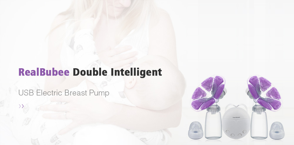 RealBubee RBX - 8023s - 2 Powerful Double Intelligent Microcomputer USB Electric Breast Pump with Milk Bottle Cold Heat Pad Nipple
