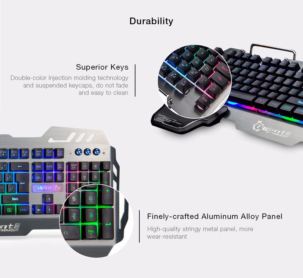 7pin PK900 Gaming Keyboard with Backlight 104 Keys