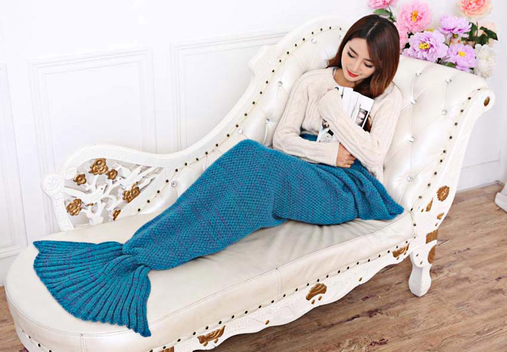 Fashion Adults Knitted Mermaid Tail Blanket Summer Quilt