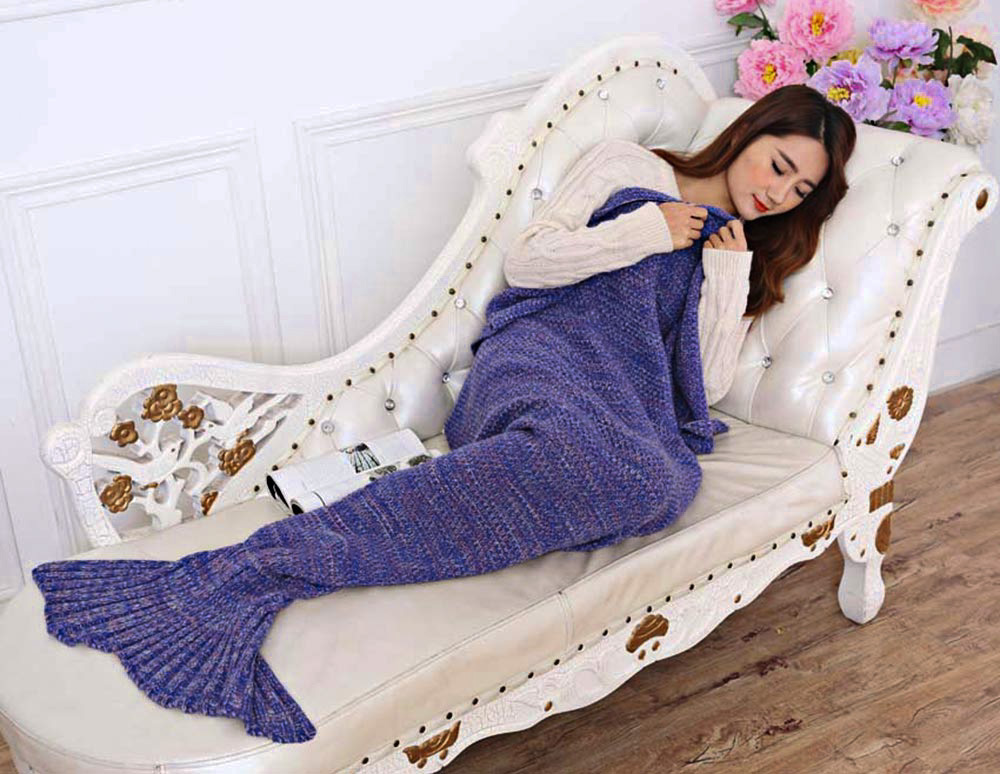 Fashion Adults Knitted Mermaid Tail Blanket Summer Quilt