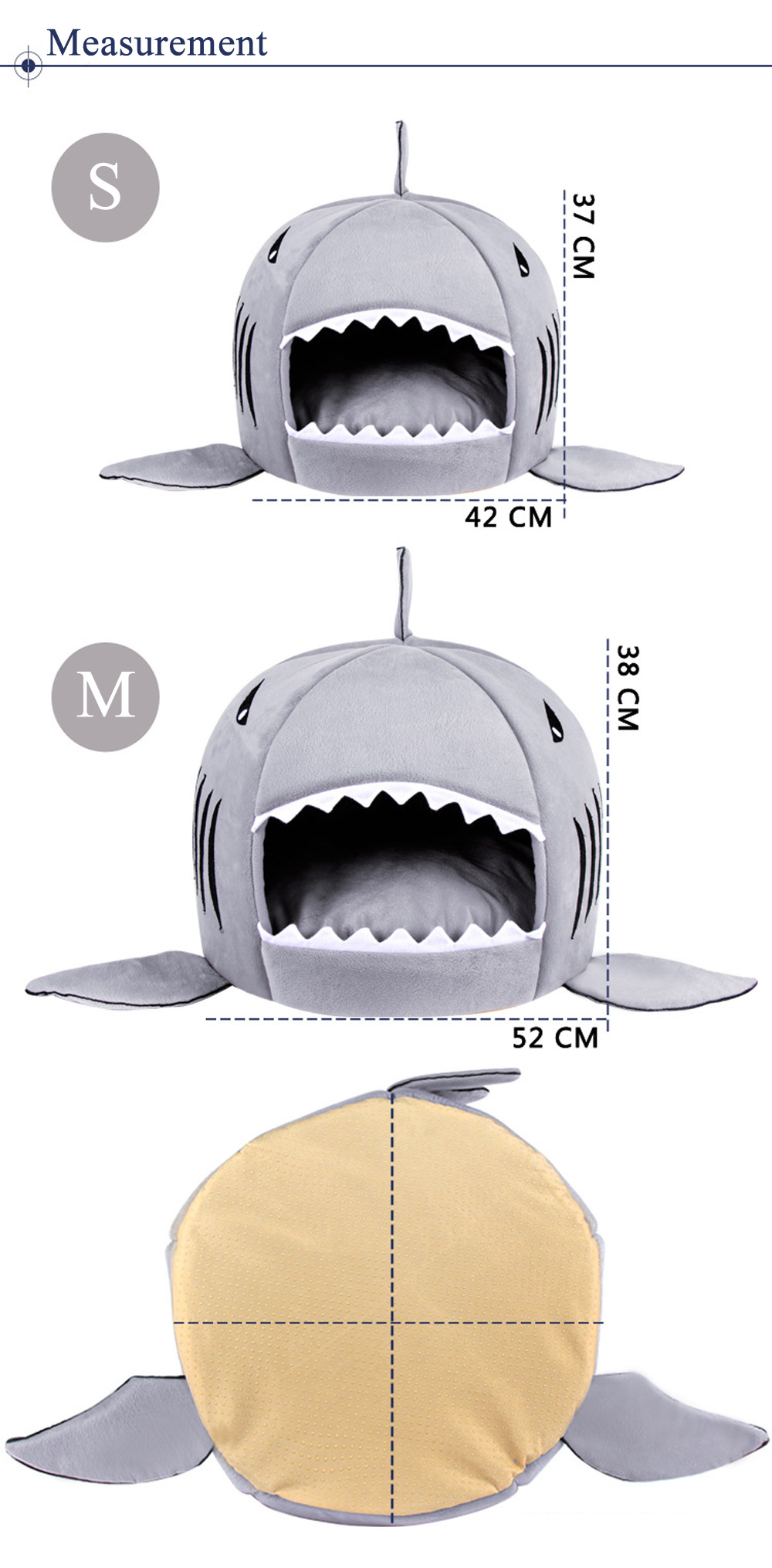 Lovely Soft Shark Mouth Shape Doghouse Pet Kennel with Cushion