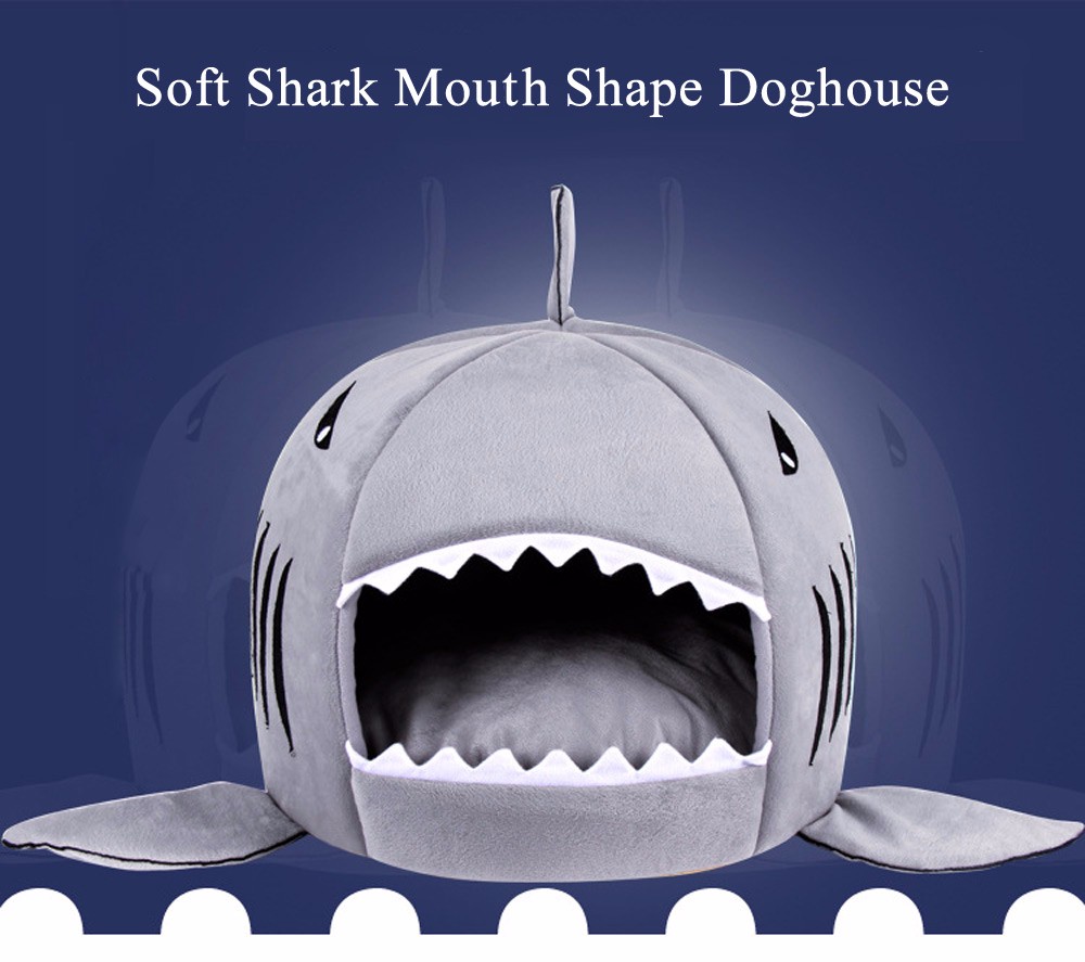 Lovely Soft Shark Mouth Shape Doghouse Pet Kennel with Cushion