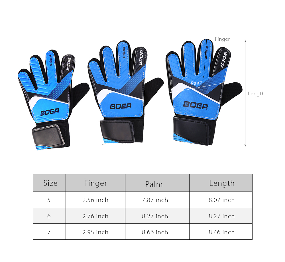 BOER Anti-skid Finger-save Child Goalkeeper Gloves for Goalie Beginners