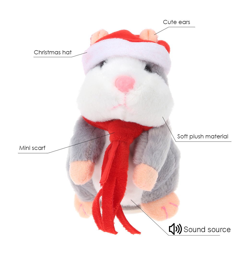 Christmas Style Kawaii Talking Hamster Plush Toy Sound Record Children