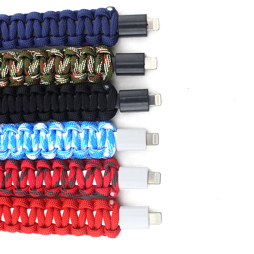 Sport Nylon Creative 8PIN USB Data Cable Bead Bracelet Charger Line Data Charging Cable For Android Phone