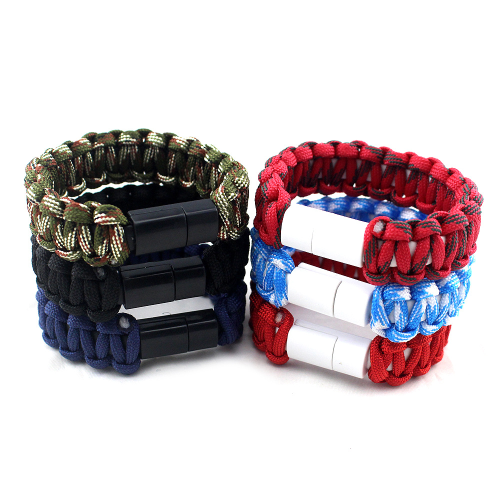 Sport Nylon Creative 8PIN USB Data Cable Bead Bracelet Charger Line Data Charging Cable For Android Phone