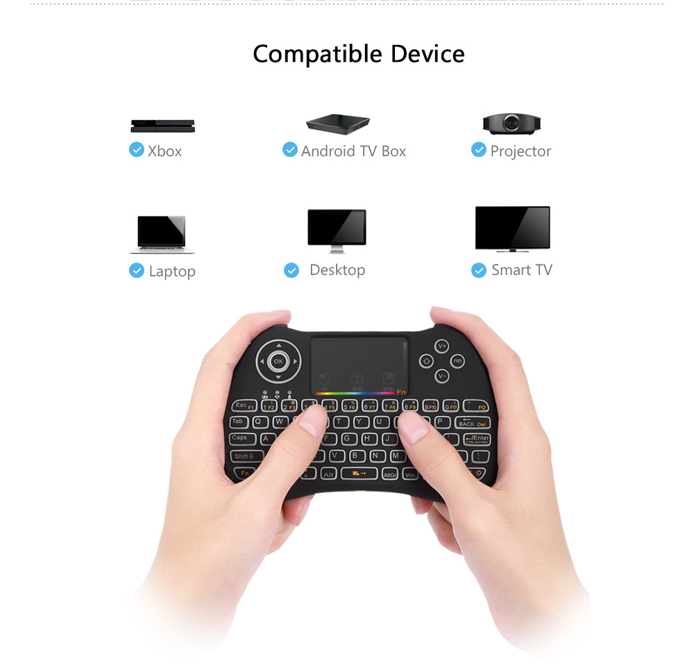 H9 Wireless Mini Keyboard Backlight Function with Touchpad Support RGB