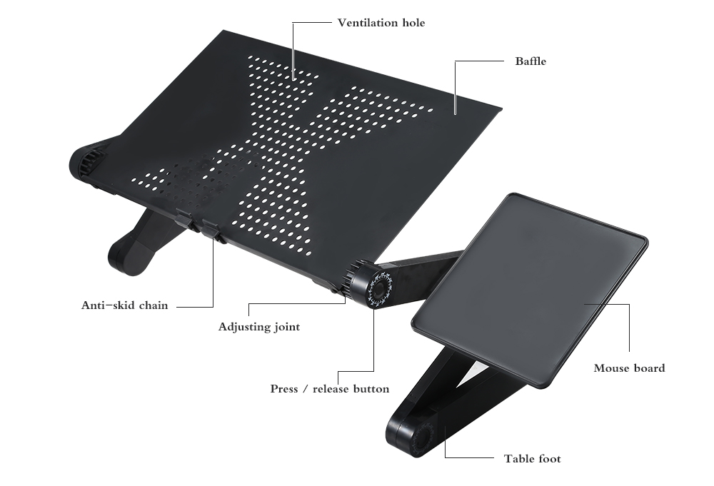 Adjustable Computer Desk Table Folding Laptop Notebook Stand Bed Tray