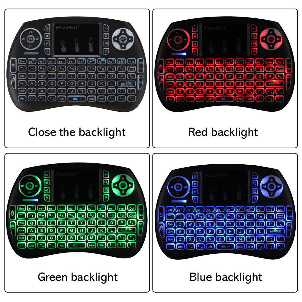 iPazzPort 3-color Backlit Wireless Mini Keyboard and Mouse Touchpad for Raspberry Pi 3 Windows/Android/Google/Smart TV