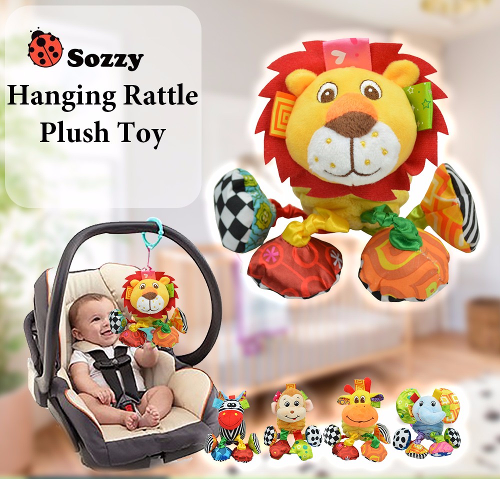 SOZZY Pull Shock Lathe Hanging Rattles Baby Training Educational Plush Toy