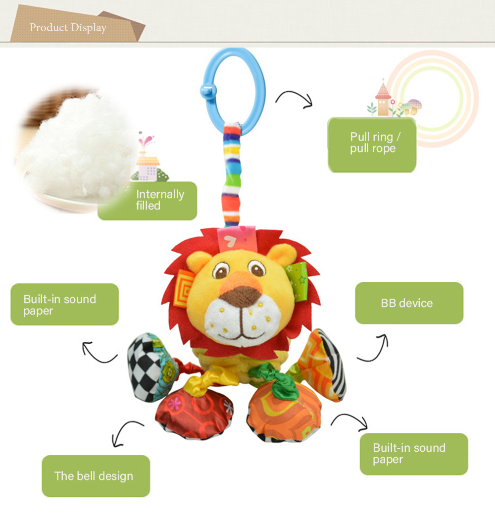 SOZZY Pull Shock Lathe Hanging Rattles Baby Training Educational Plush Toy