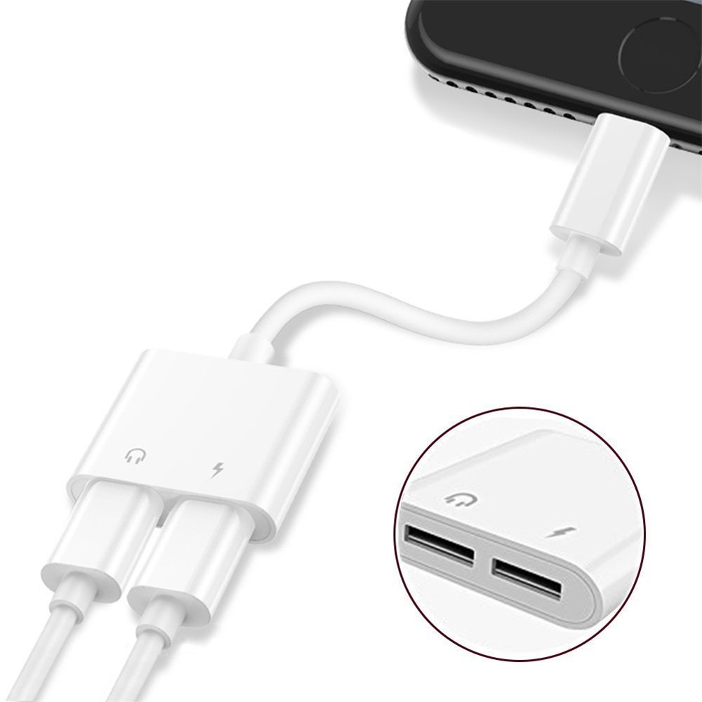 2 in 1 Dual Headphone Jack Adapter with Charge Splitter for iPhone X / 8/ 8 Plus