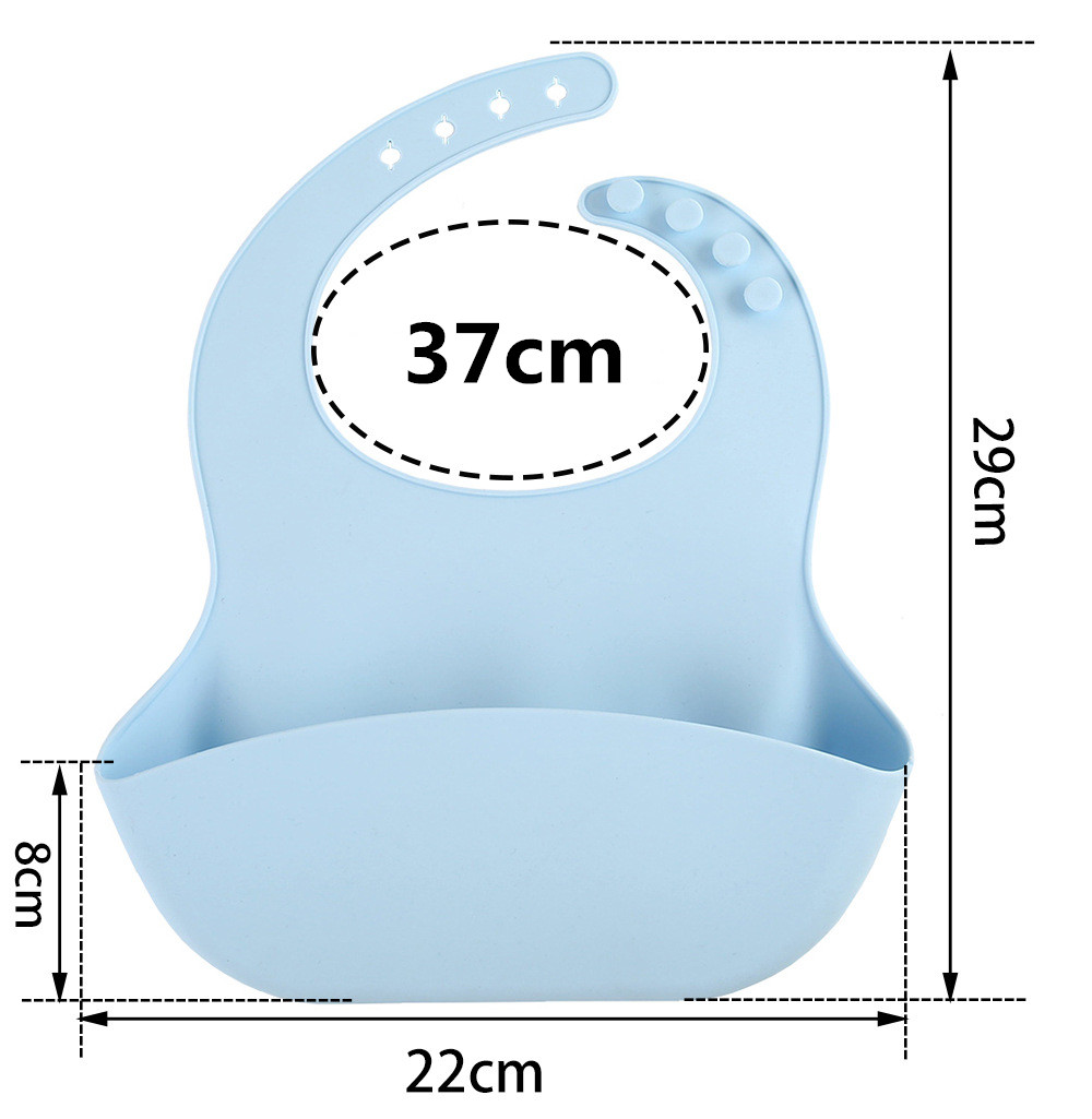 Washable Soft Silicone Baby Bibs Eating Pinafore Adjustable Pocket Food Catcher
