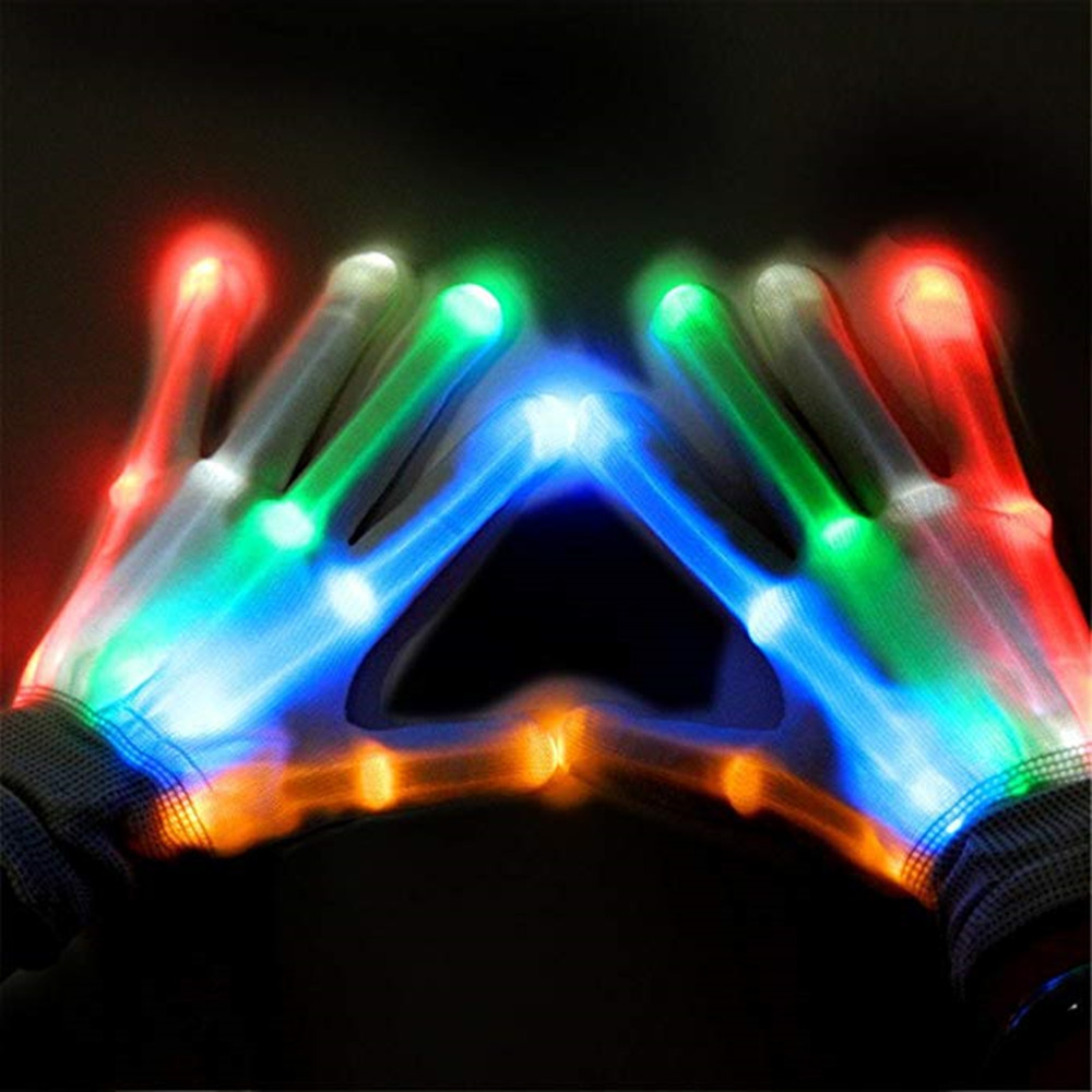 LED Light Colorful Rainbow Fingertip Gloves