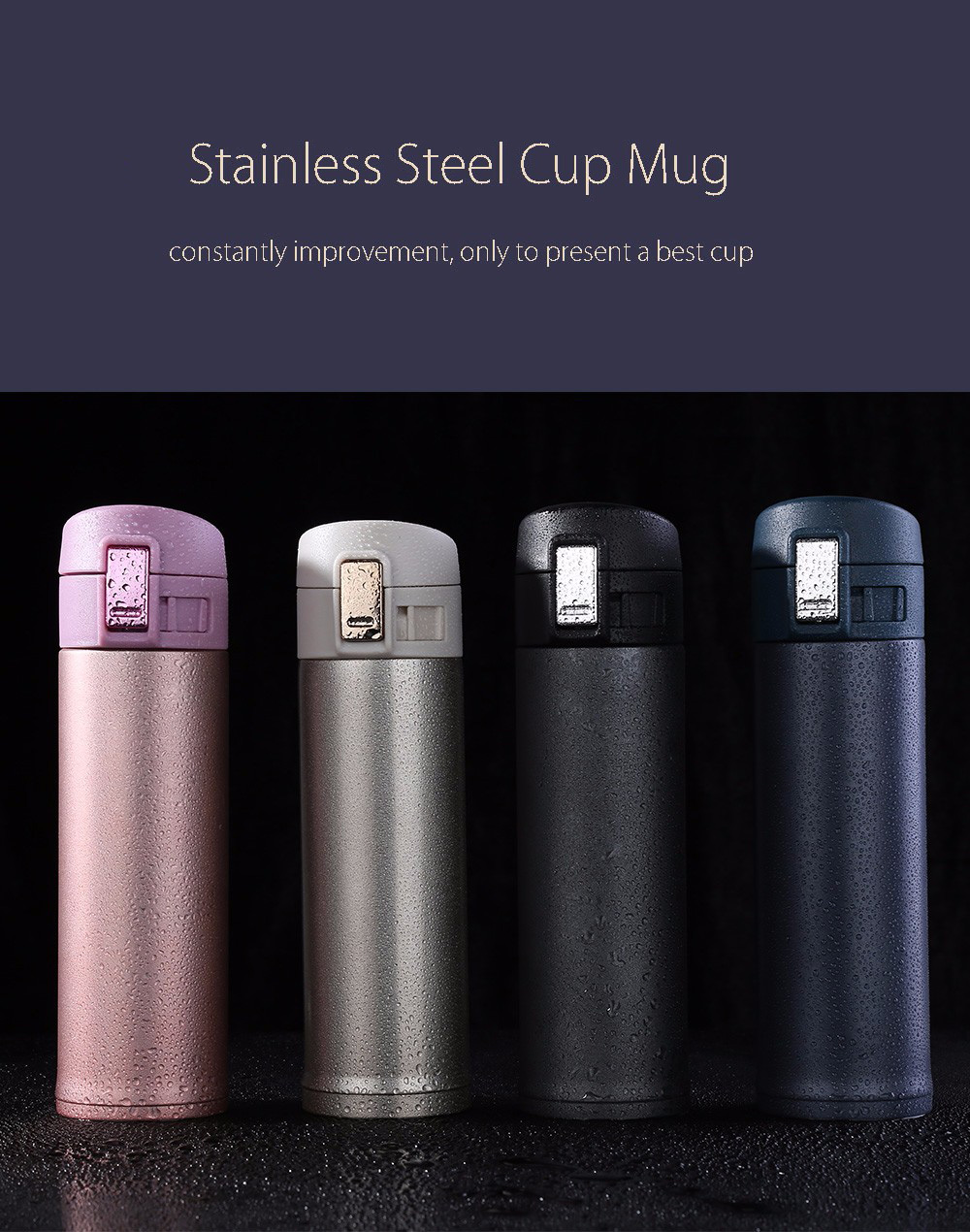 500ML Stainless Steel Tea Coffee Water Cup Travel Mug Vacuum Flask Cup