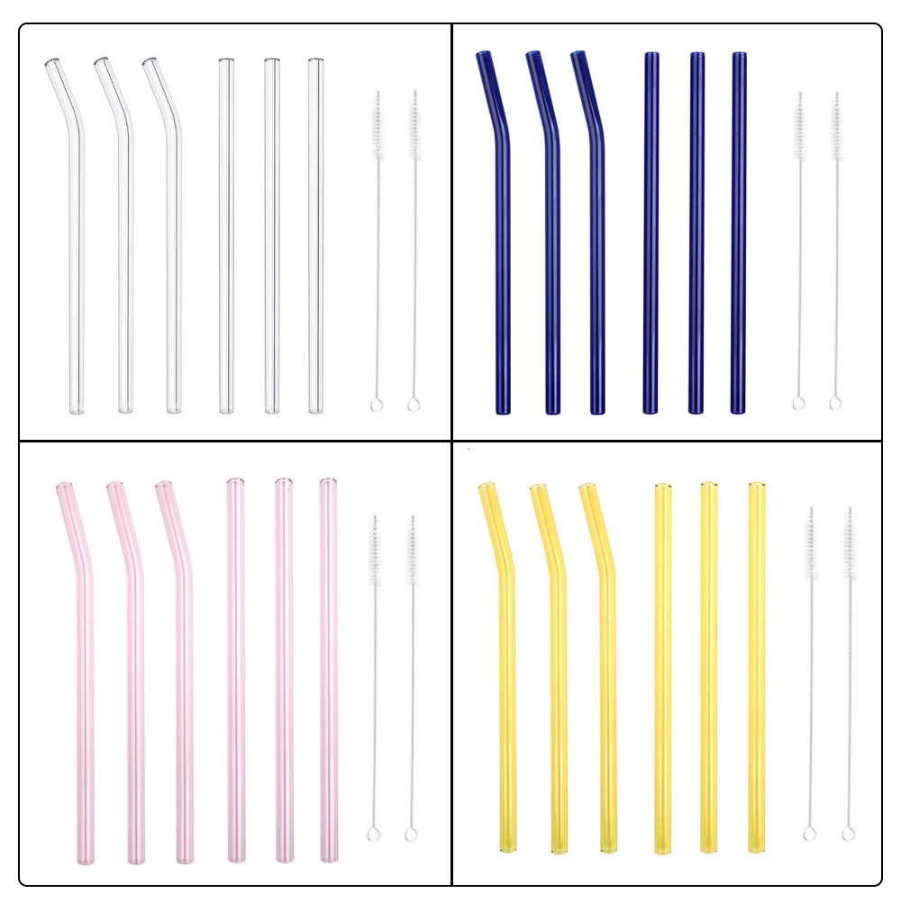 6pcs Heat Resistant Environmental Protection Glass Straw