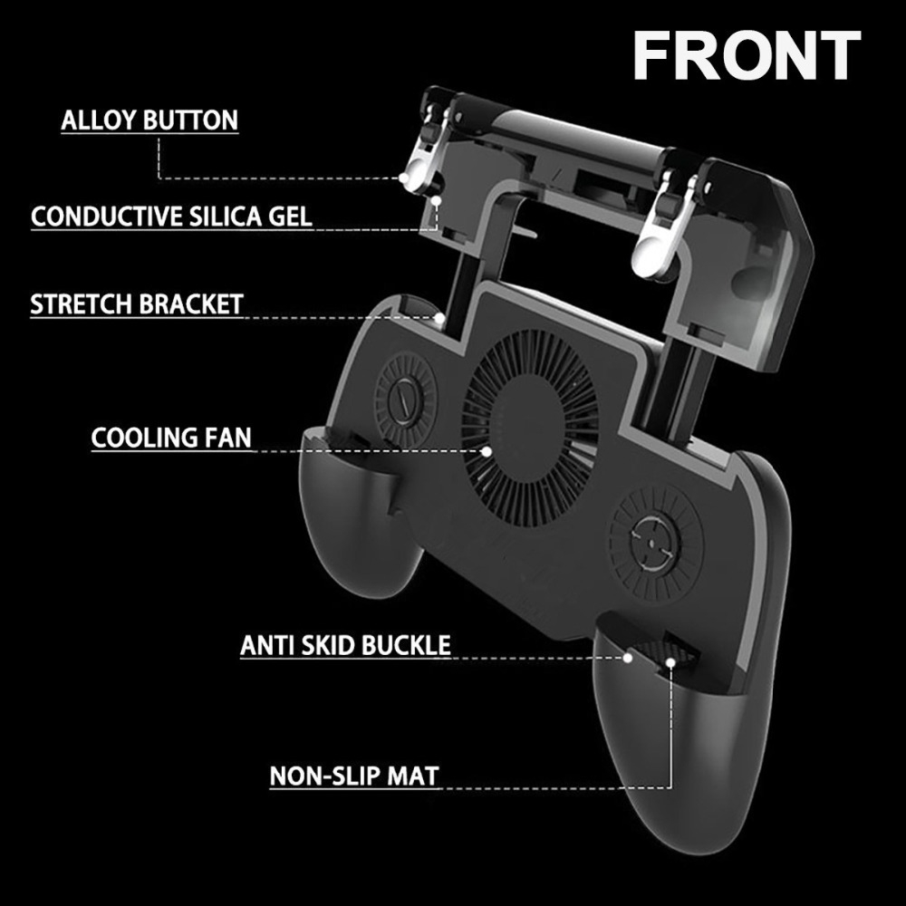 Mobile Game Cooling Fan with 4000mAh Battery Trigger Fire Button L1R1 Controller