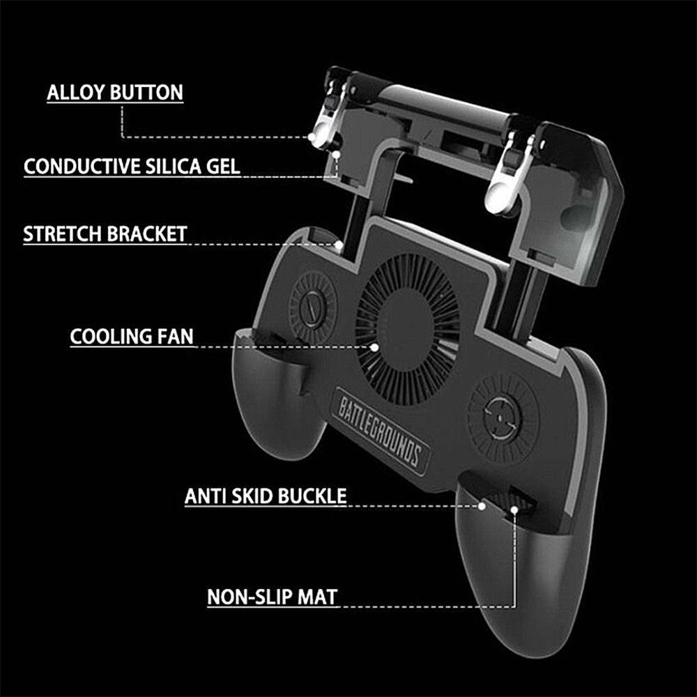 Mobile Game Cooling Fan with 4000mAh Battery Trigger Fire Button L1R1 Controller