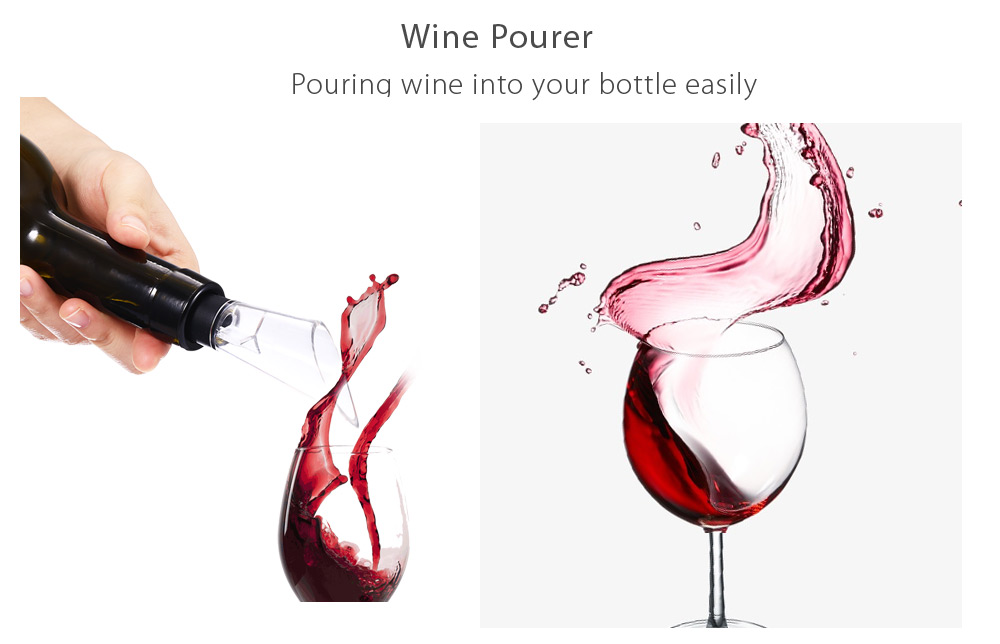 4pcs Electric Wine Opener Cordless Corkscrew with Removable Foil Cutter Vacuum Stopper Pourer