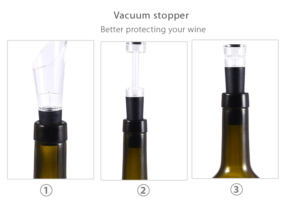 4pcs Electric Wine Opener Cordless Corkscrew with Removable Foil Cutter Vacuum Stopper Pourer