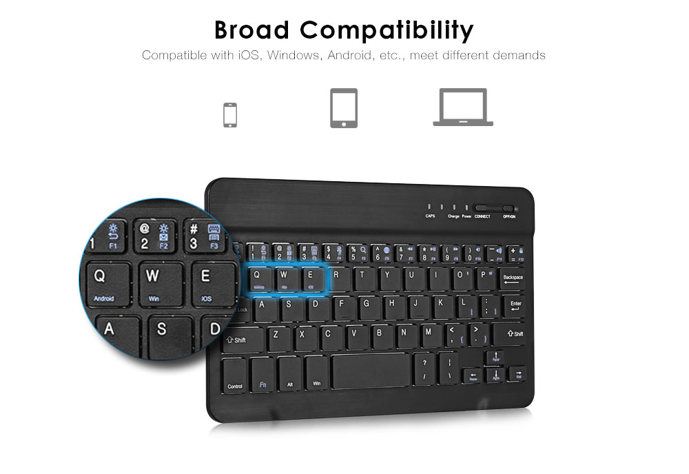 BH020 7 inch Bluetooth Keyboard Universal Device for Android Windows iOS