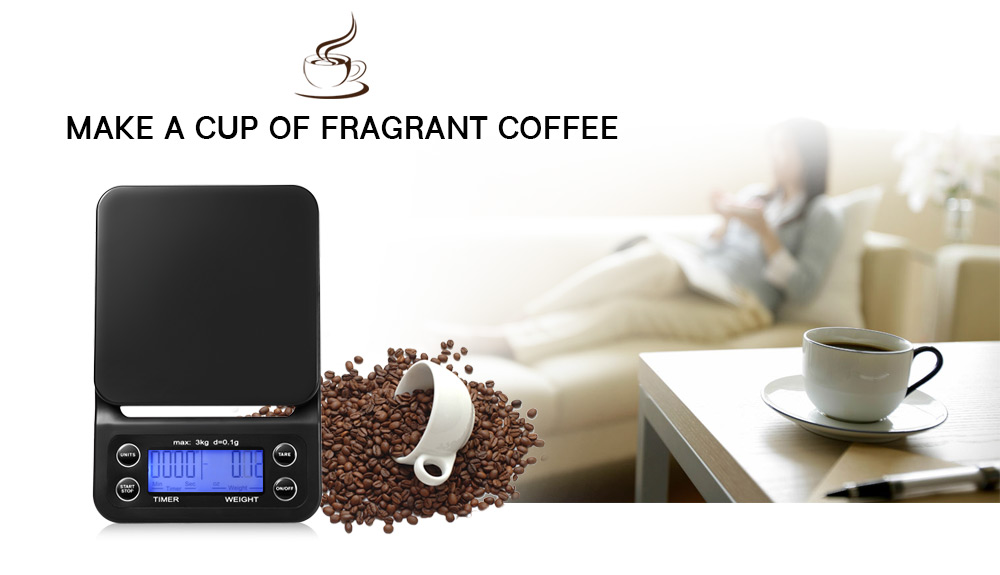 Digital Kitchen Food Coffee Weighing Scale + Timer with Back-lit LCD Display
