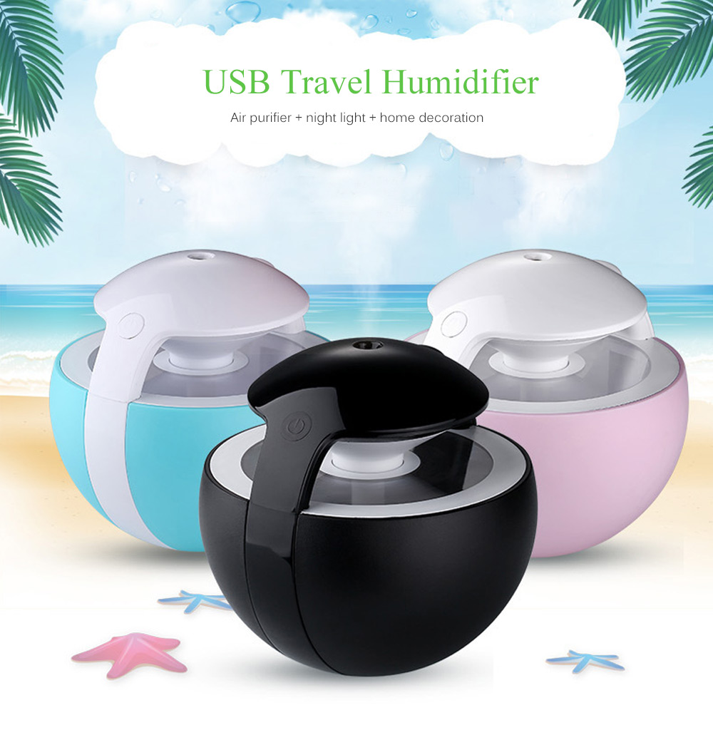LEDI - 220 450ml Portable Travel USB Cool Mist Humidifier with Automatic Shut-off Night Lights Whisper Quiet for Car Home Office 