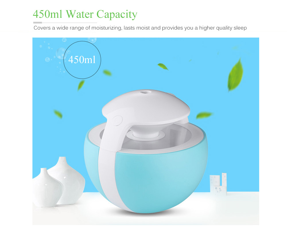LEDI - 220 450ml Portable Travel USB Cool Mist Humidifier with Automatic Shut-off Night Lights Whisper Quiet for Car Home Office 
