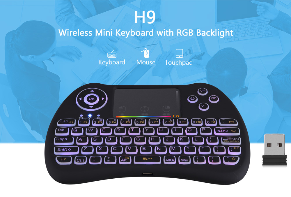 H9 Wireless Mini Keyboard Backlight Function with Touchpad Support RGB