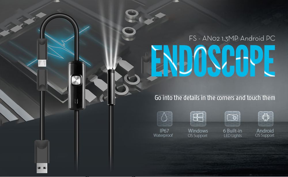 3.5m FS - AN02 Android Endoscope IP67 Waterproof with Inspection Snake Tube Camera