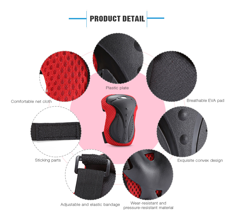 6PCS Skating Protective Gear Wrist Knee Pad Elbow Guard 