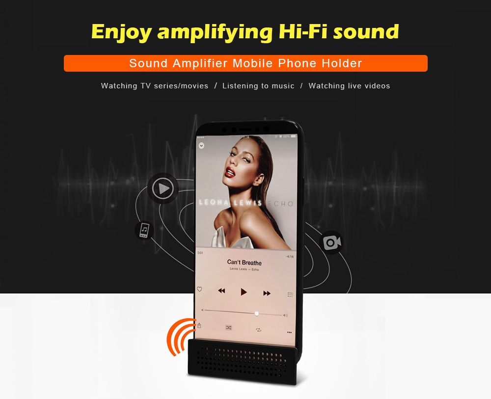 Creative Sound Amplifier Support Smartphone Phone Stent with 6 - 10mm Thickness