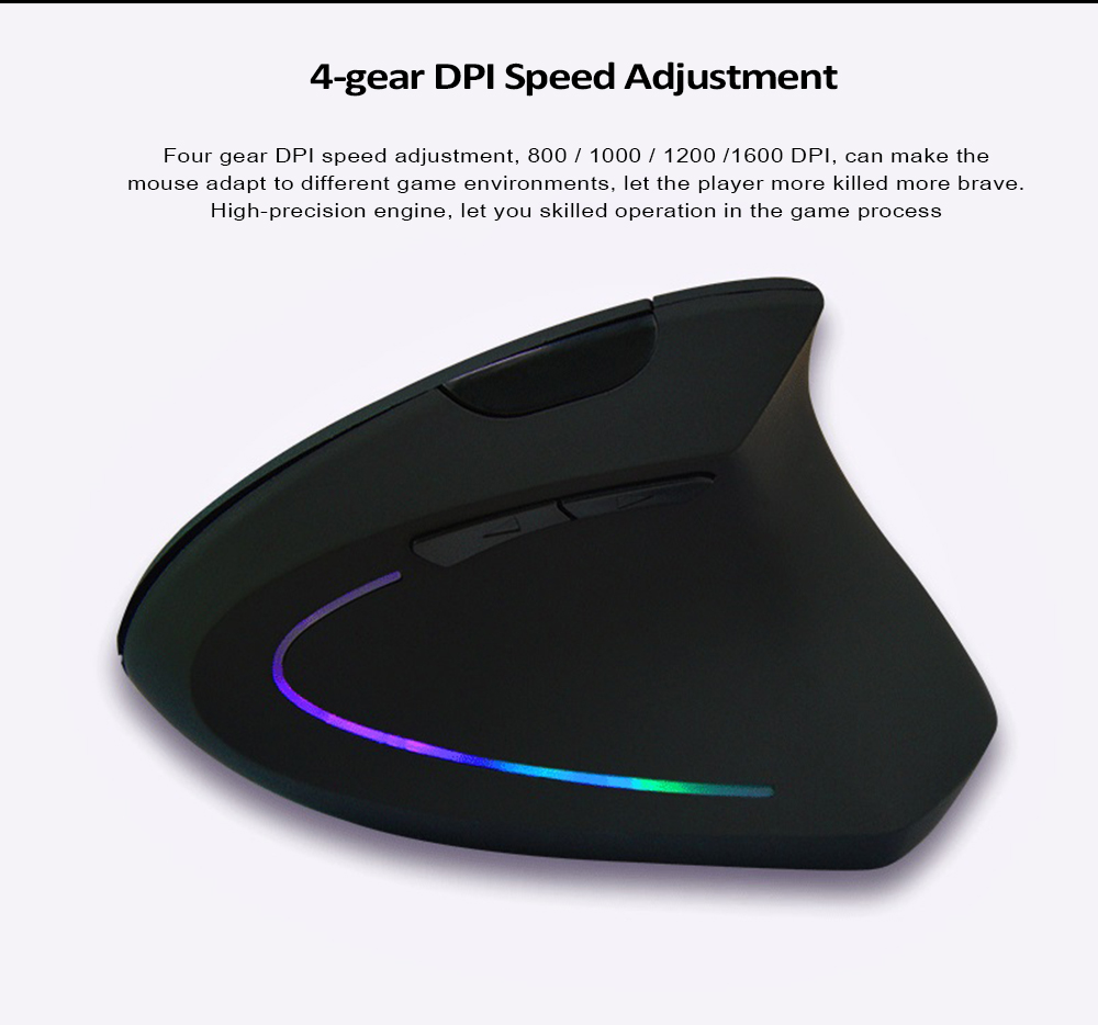 HYW - 69 Ergonomic Vertical Erect Design RGB Breathing Light Wireless 2.4GHz Optical Mouse