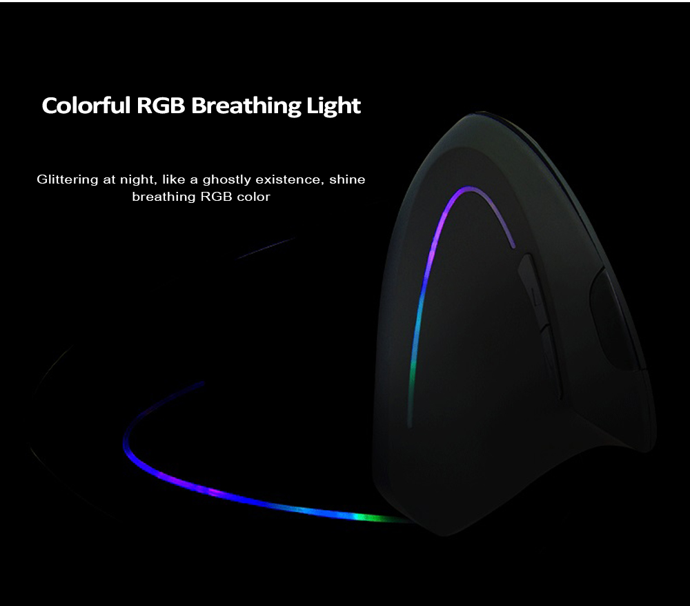 HYW - 69 Ergonomic Vertical Erect Design RGB Breathing Light Wireless 2.4GHz Optical Mouse