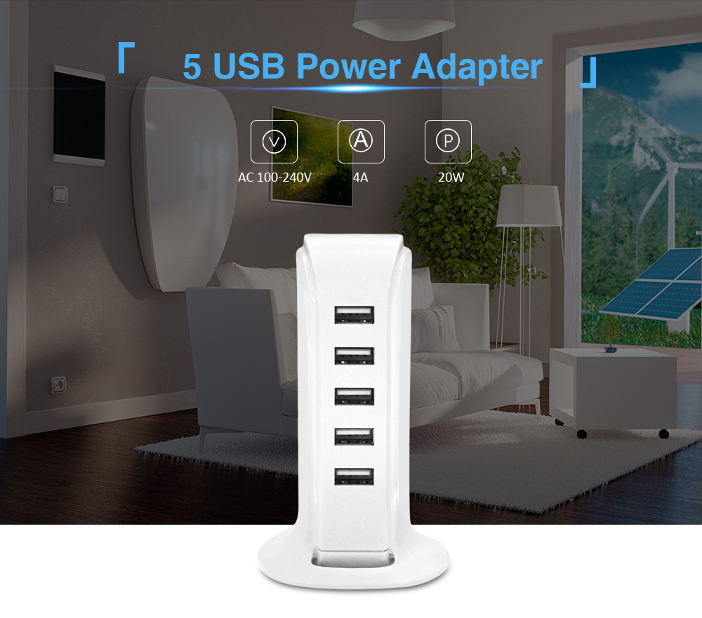 20W 5 USB Power Adapter Charger Socket Charging Dock