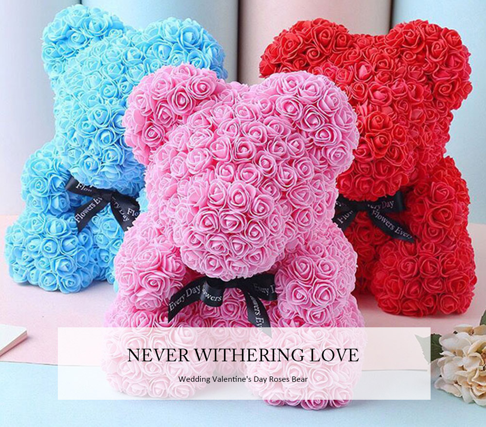 Valentine Day Gift Artificial Rose Bear Wedding Party Decoration