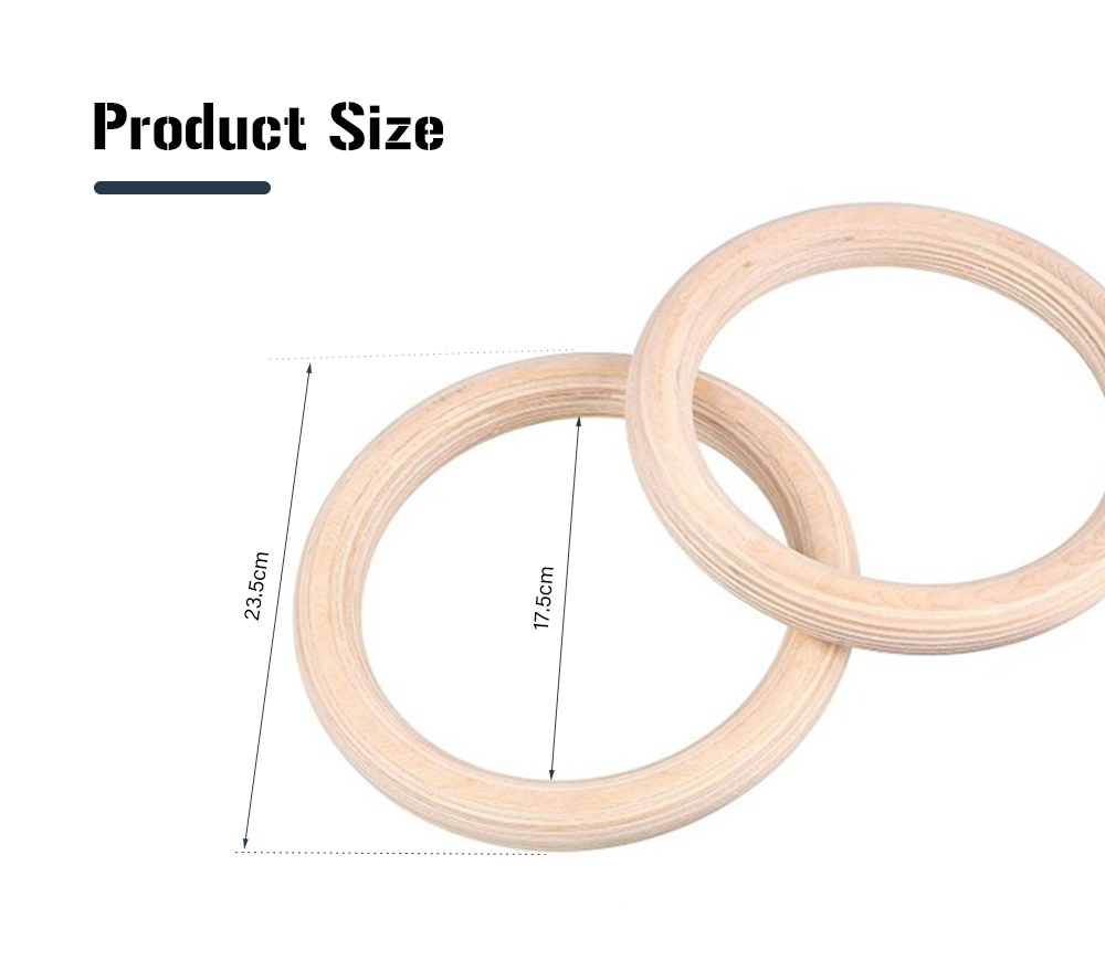 Portable Wooden Gymnastics Rings with Straps Buckles