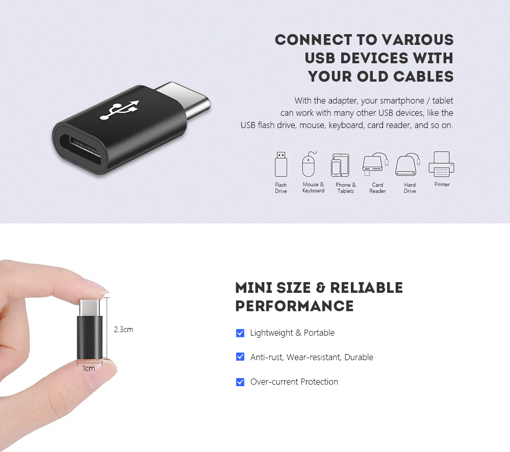 USB Type-C To Micro USB Data Charging Adapters Converters 4PCS