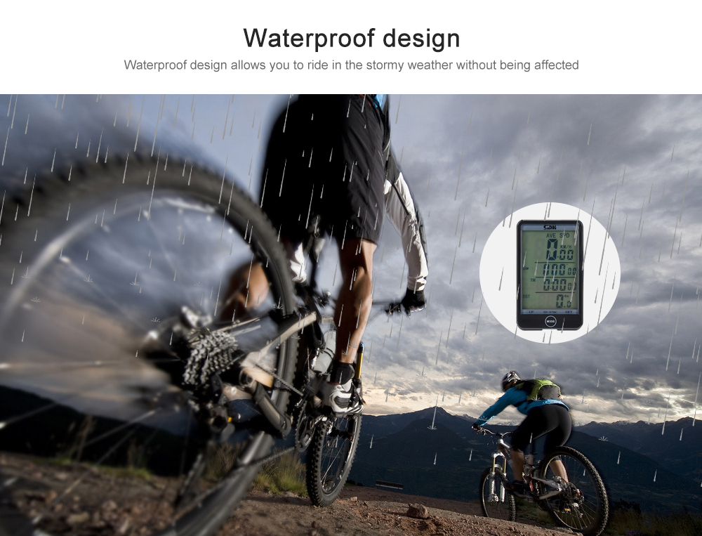 SD - 576C Waterproof Large Screen Mode Touch Wireless Bicycle Computer Odometer with LCD Backlight