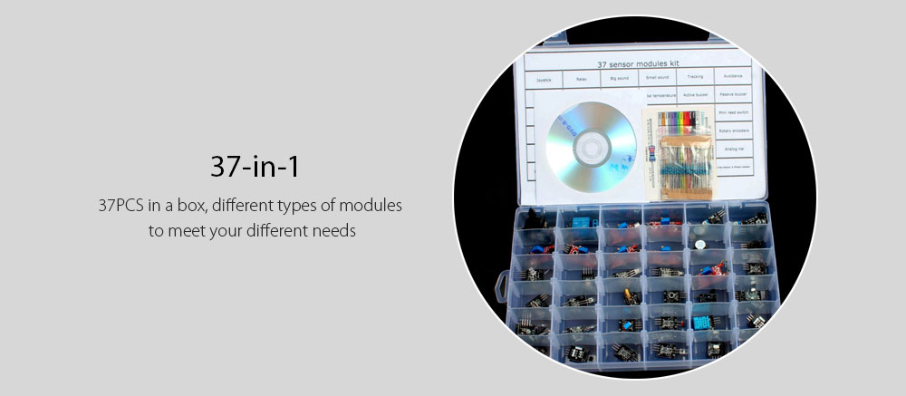 37 in 1 Sensor Modules Kit with Tutorial for Arduino MEGA Nano Raspberry Pi