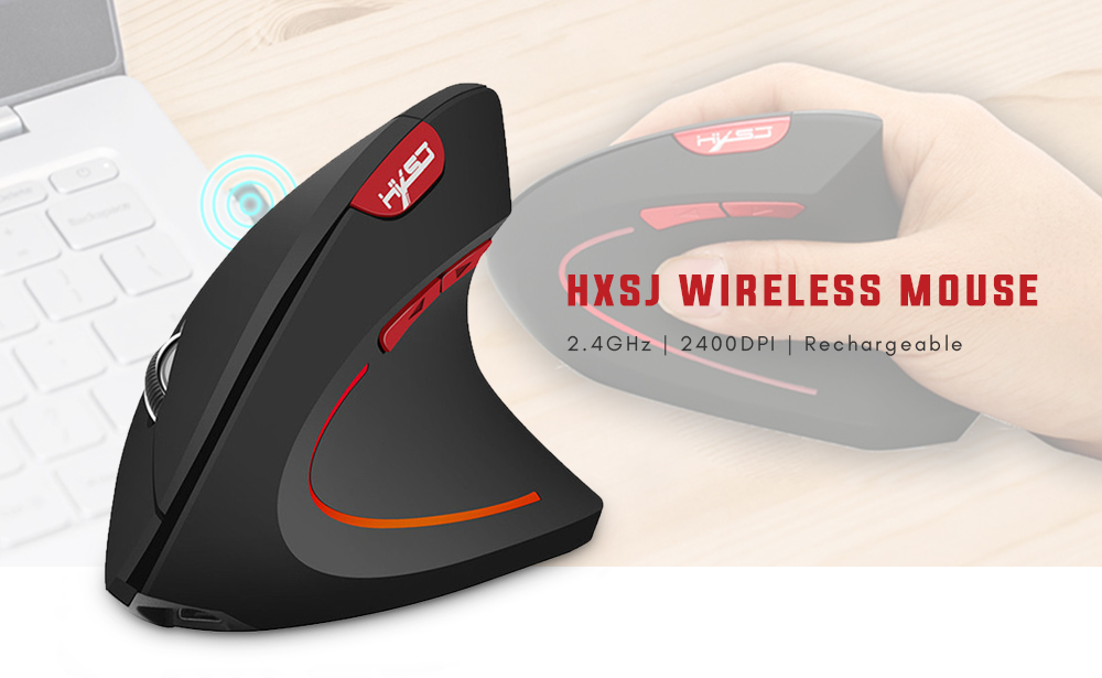 HXSJ New Vertical Wireless Mouse 2.4GHz