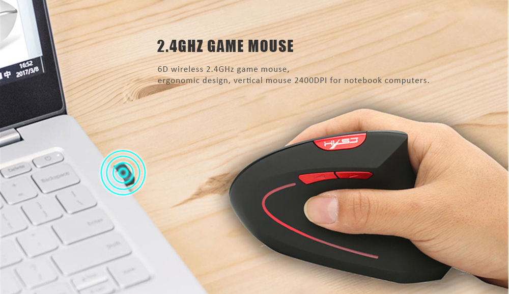 HXSJ New Vertical Wireless Mouse 2.4GHz