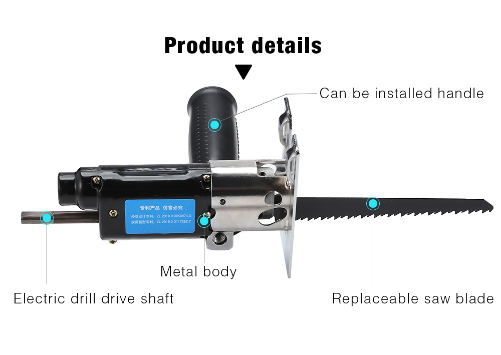 Multifunction Reciprocating Saw Attachment Change Electric Drill for Wood Metal Cutting