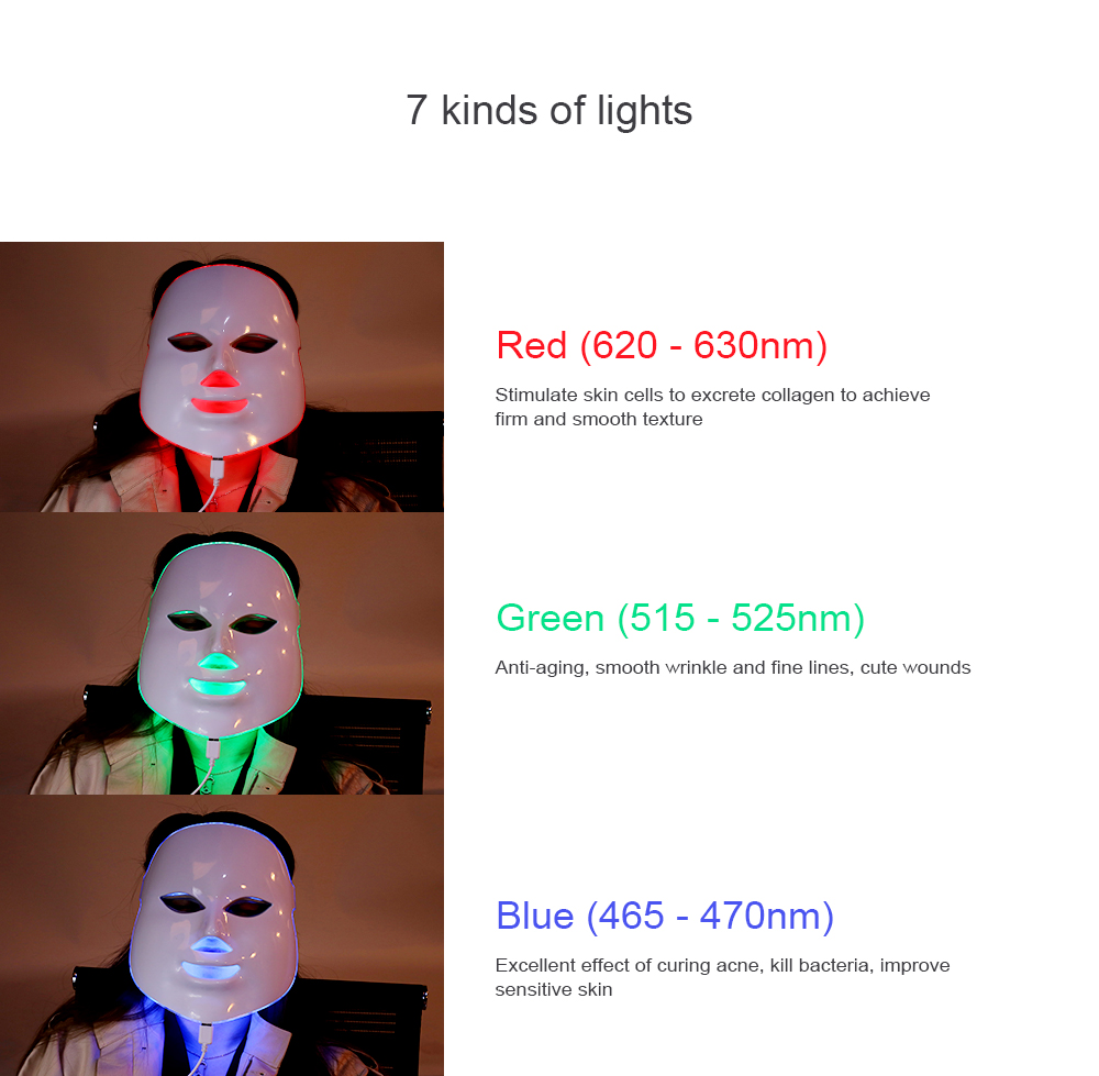 Beauty Photon 7 Colors LED Light Facial Mask Skin Care Rejuvenation Wrinkle Acne Removal Face Spa