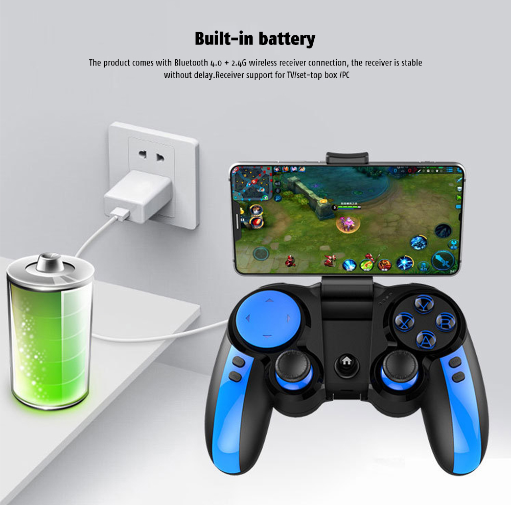 iPEGA PG - 9090 Replaceable Cross Key / Elastic Phone Holder / Custom Button Function / Flexible Joystick Bluetooth 4.0 2.4GHz Receiver Gamepad