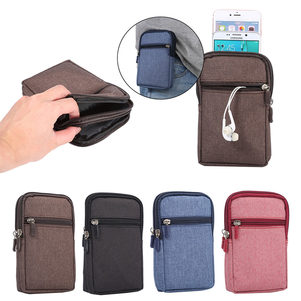 Universal Denim Leather Cell Phone Bag Belt Clip Pouch Waist Purse Case Cover For All SmartPhone Below 6.3 Inch