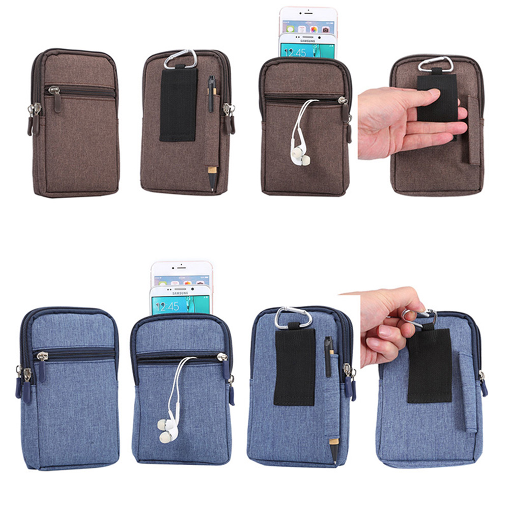 Universal Denim Leather Cell Phone Bag Belt Clip Pouch Waist Purse Case Cover For All SmartPhone Below 6.3 Inch