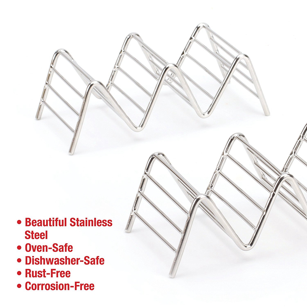 Taco Holder 2 Wave Shape Stainless Steel Food Rack Hard Shell Kitchen Tool