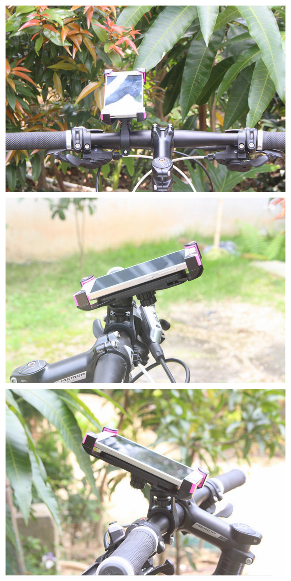 ZHISHUNJIA Universal Cycling Bike /Plastic Holder + Mount for Cellphone Pink