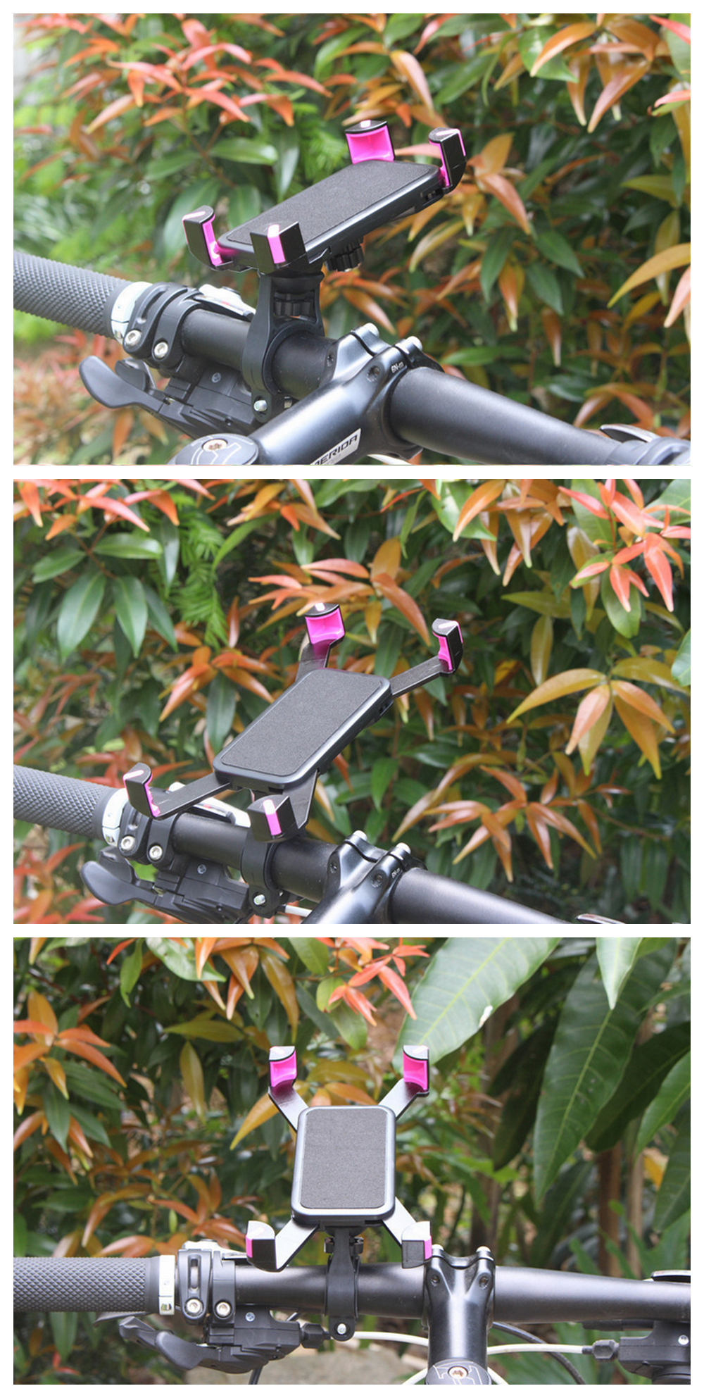 ZHISHUNJIA Universal Cycling Bike /Plastic Holder + Mount for Cellphone Pink